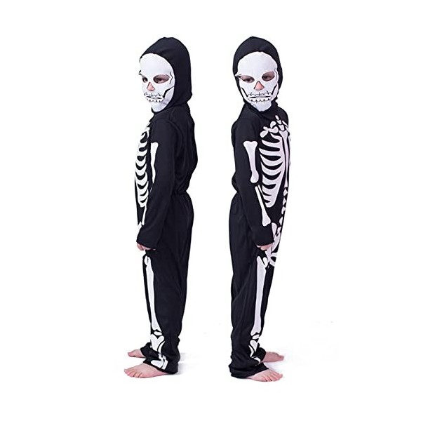 Générique 4 Pcs Costumes Squelette Garçons Filles,Halloween Cosplay Combinaison Squelette Costumes | Halloween Party Supplies