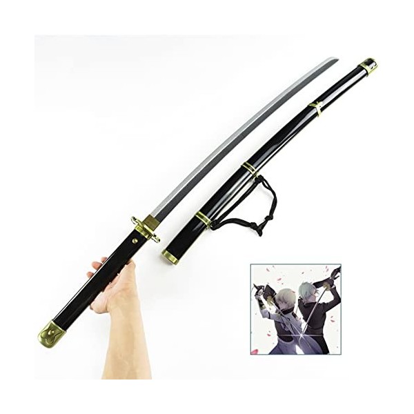 NIANXINN Épée de Samouraï En Bois, Épée de Ninja de Samouraï Noir Anime Avec Fourreau, Amoureux de LAnime Katana Fait À La M