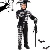 4 Pcs Costume de Clown maléfique dhalloween | Costume de bouffon Noir pour Enfants - Accessoires de Clown maléfique, Costume