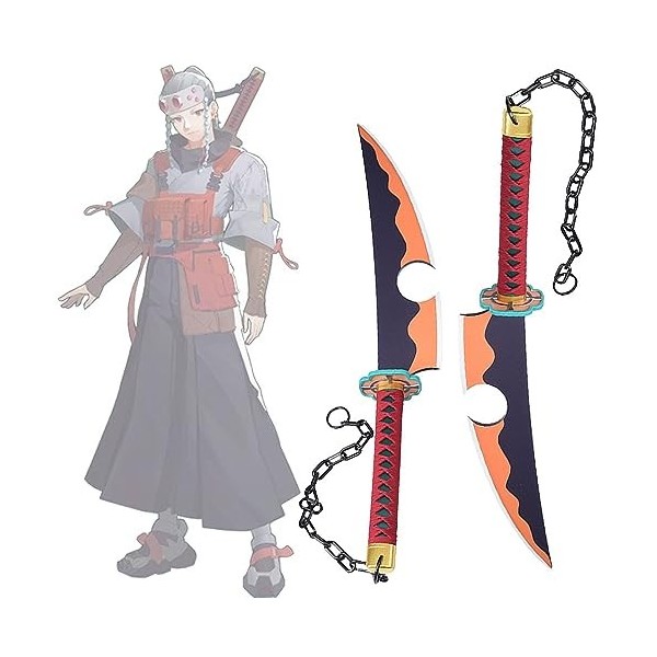 Himesi Épée De Samouraï Cosplay Anime, Katana Cosplay Uzui Tengen, 82cm Jouets pour Enfants, Collection De Cadeaux DAccessoi