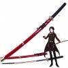 NIANXINN Touken Ranbu Cosplay Épée En Bois Avec Fourreau, Rouge - Épée Ninja Samouraï Japonais, Anime Jouets Props, Accessoir