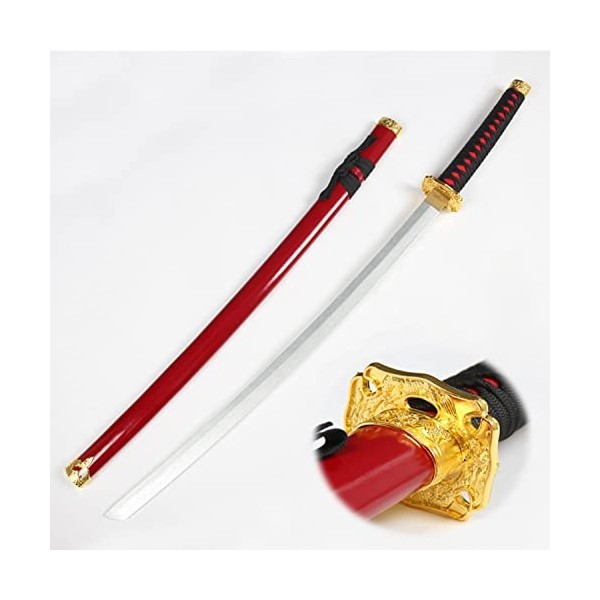 NIANXINN Touken Ranbu Cosplay Épée En Bois Avec Fourreau, Rouge - Épée Ninja Samouraï Japonais, Anime Jouets Props, Accessoir