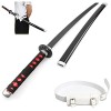 HASMI Épée de Jouets En Bois de Démon de Démon Avec Ceinture Tanjiro Accessoires de Cosplay Samurai Sword Anime Ninja Katana 