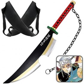 Ninja Cosplay Anime Katana, 2 Pièces Uzui Tengen Sabre Japonais, Accessoires dhalloween, Danime Epée Ninja 80cm, Sac À Dos 