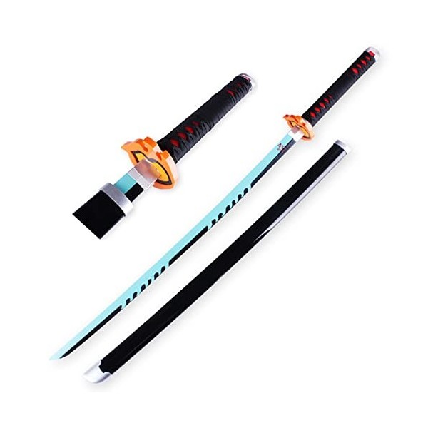 YPDHUA 41 Pouces Tanjiro Sword Swerer Sword En Bois Katana Sword Prop Japonais Katana Souffle À La Main Sweath Beath Up Coute