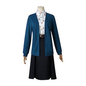 Yor Forger Cosplay Costume Anime Robe Halloween Party Outfit Avec Accessoires,Blue-XL
