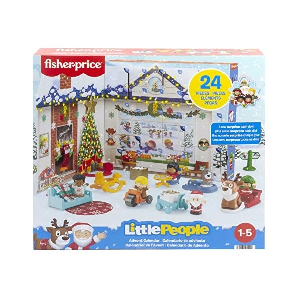 Fisher-Price Calendrier de l’Avent 2022 avec personnages Little People sur le thème des fêtes, 24 figurines et accessoires su