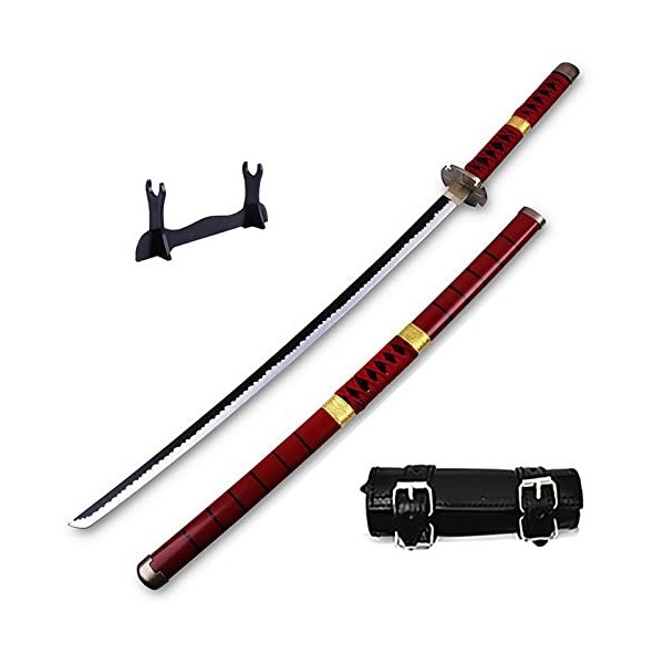 zwayuoth Accessoires dHalloween - Arme de cosplay - Épée japonaise en bois - Épée de samouraï - Éventails spéciaux de port d