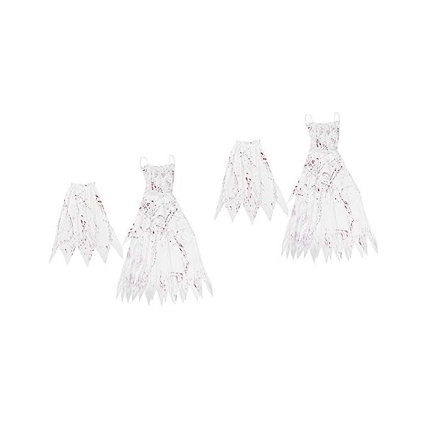 SAFIGLE 3 Pièces Halloween Costumes De Mariée Halloween Accessoires Blanc Tenues Robes De Mariée Maison Hantée Costumes Horri