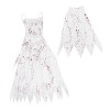 SAFIGLE 3 Pièces Halloween Costumes De Mariée Halloween Accessoires Blanc Tenues Robes De Mariée Maison Hantée Costumes Horri