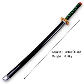 NIANXINN Lame de Tueur de Démons, Épée En Bois Cos, Accessoire DArme À Lame Katanas, Anime Cosplay, Samouraï En Bois Avec Ga