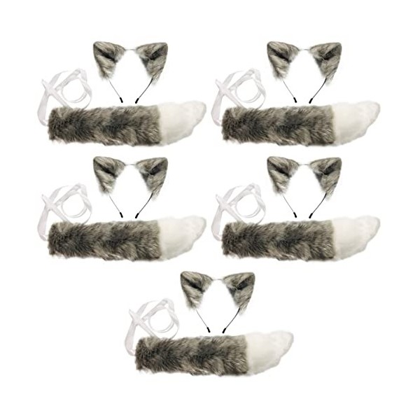 ibasenice 4 Ensembles Oreilles Cheveux DAccessoires Enfants Pour Gris Animal Queue Oreille Exquis Fursuit Costumes Costume C