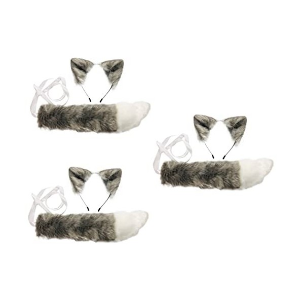 ibasenice 4 Ensembles Oreilles Cheveux DAccessoires Enfants Pour Gris Animal Queue Oreille Exquis Fursuit Costumes Costume C