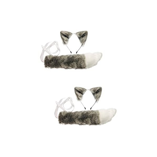ibasenice 4 Ensembles Oreilles Cheveux DAccessoires Enfants Pour Gris Animal Queue Oreille Exquis Fursuit Costumes Costume C