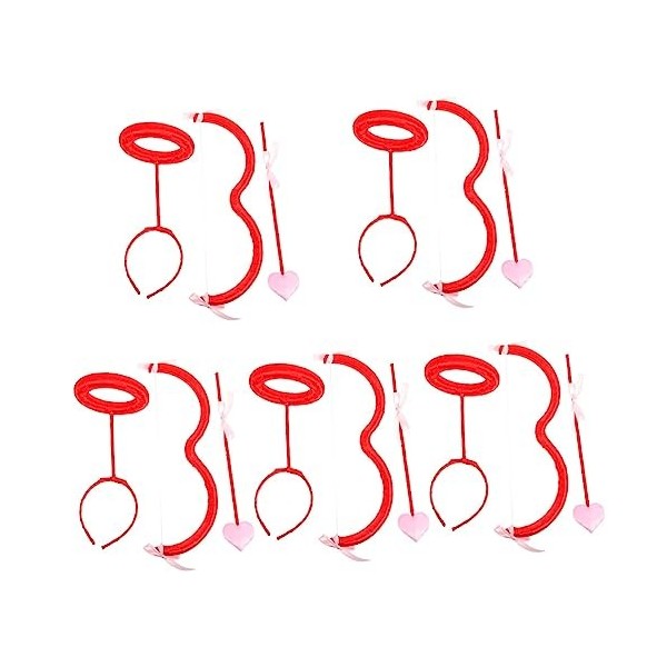 jojofuny Casque Cosplay Ange 5 Ensembles Arc De Cupidon Et Accessoires Rouges Ruban De Vêtements Coton Mousse Plastique Costu