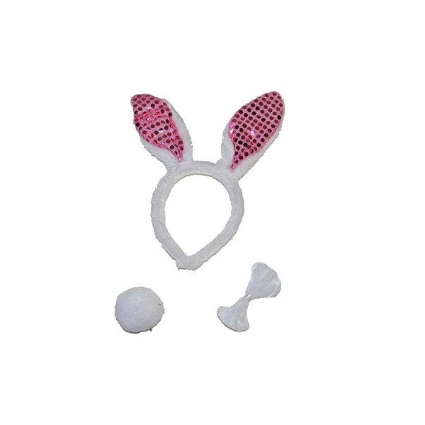 COOLMP Lot de 12 - Accessoires déguisement Lapin Bunnys Rose Paillettes