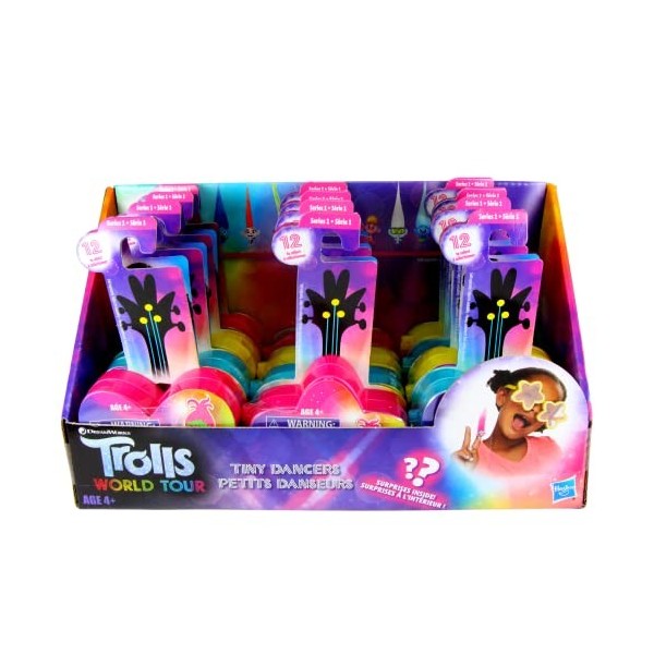 Trolls World Tour Tiny Dancers Series 1 Lot de 12 boîtes aveugles CDU – Chaque boîte contient 1 paire de lunettes de soleil, 