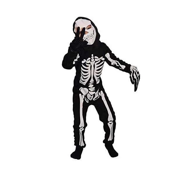 4 Pcs Costumes de Squelette pour Enfants | Costume Halloween Squelette Cosplay pour Garçons Filles,Accessoires de Squelette d