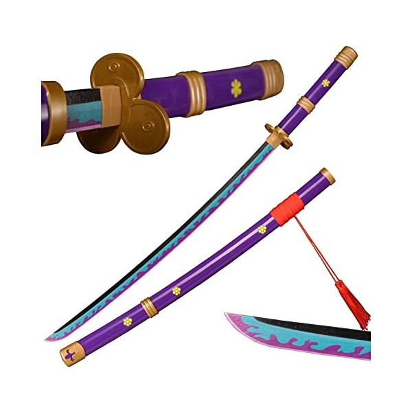 CClz Couteau En Bois, Épée Arme 100 Cm Roronoa Zoro Cosplay Katanas Lame Épée Arme Accessoire Katana Japonais Fait À La Main 