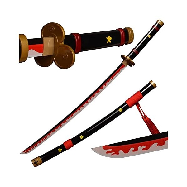 CClz Couteau En Bois, Épée Arme 100 Cm Roronoa Zoro Cosplay Katanas Lame Épée Arme Accessoire Katana Japonais Fait À La Main 