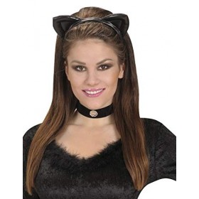 COOLMP Lot de 12 - Serre tête Oreilles de Chat Noires Adulte - Taille Unique - Accessoires de fête, Costume, déguisement, Jeu