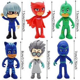 6 Pièces Ensemble Figurines, Figurine Masks Pyjamasques Coffret Héros, Décorations De Gâteau Masks Pyjamasques Coffret Héros,