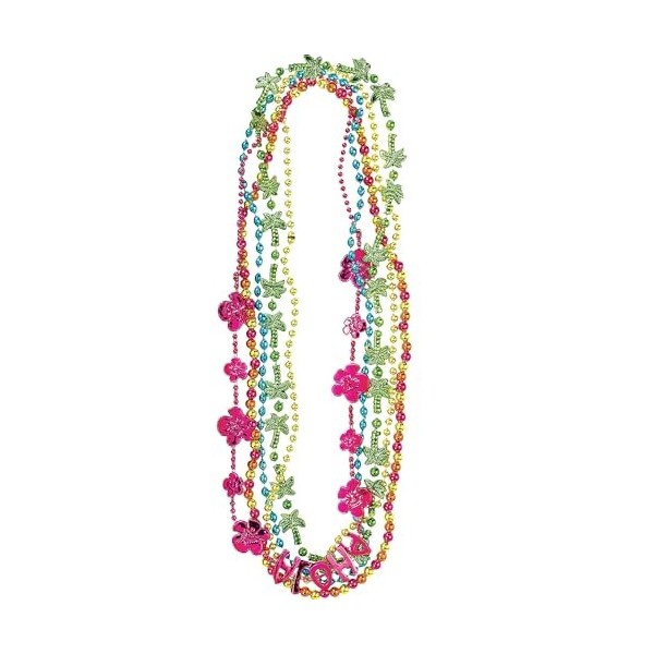 amscan Lot de 5 colliers de perles tropicales assortis pour déguisement de Luau - En plastique - 81,3 cm