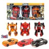 Toi-Toys Roboforces Transformers Robot de Voiture Déformé - Lot de 3 Set Robot Transformable Noir, Rouge et Orange - Figurine