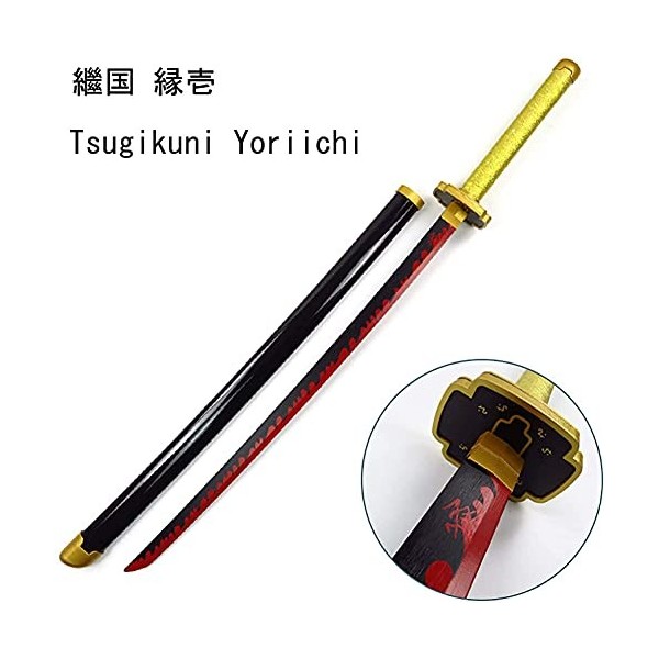 WFENG Slayer Lame Cos Sword En Bois Tsugikuni Yoriichi Prop Prop Modèle DArme, Pour Les Amateurs DAnime Katanas Cosplay Acc