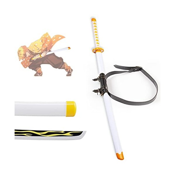 YOGZHRR Bokken Katana Sword Slayer Cosplay Accessoires Agatsuma Zenitsu Anime Ninja Armes Armes Propage En Bois Samureai Somu