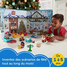 Fisher-Price Calendrier de l’Avent 2022 avec personnages Little People sur le thème des fêtes, 24 figurines et accessoires su