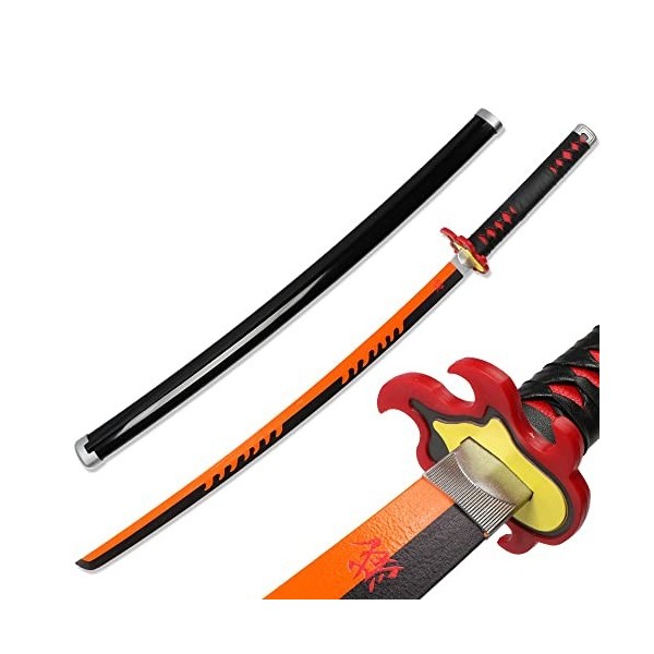 XFAK Katana Tanjiro Épée en Demon Slayer Épée DAnime en Bois Cosplay Épée Anime Japonaise Jouet Épée Ninja Halloween Accesso