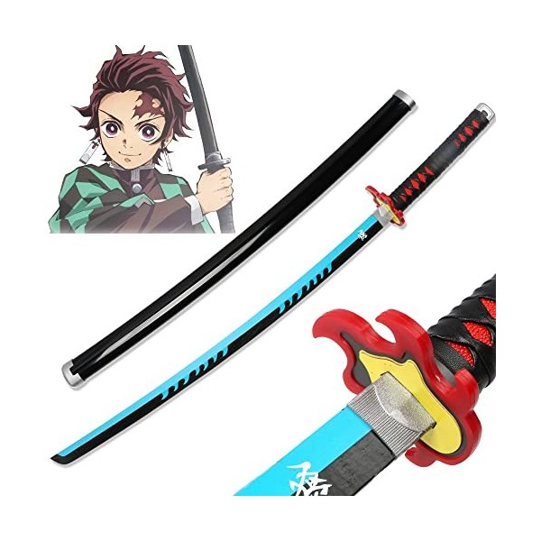 XFAK Katana Tanjiro Épée en Demon Slayer Épée DAnime en Bois Cosplay Épée Anime Japonaise Jouet Épée Ninja Halloween Accesso