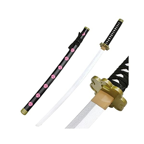 Uvency Épée de Samouraï Anime Roronoa Zoro Avec Fourreau, Accessoires DArme DÉpée Katana En Bois Jouet DÉpée Ninja Anime, 