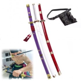 BRELHF Épée de Samouraï Armes De Déguisement, Épée en Bois Roronoa Zoro Katana, sandai kitetsu, Wado Ichimonji, Yama Enma Si