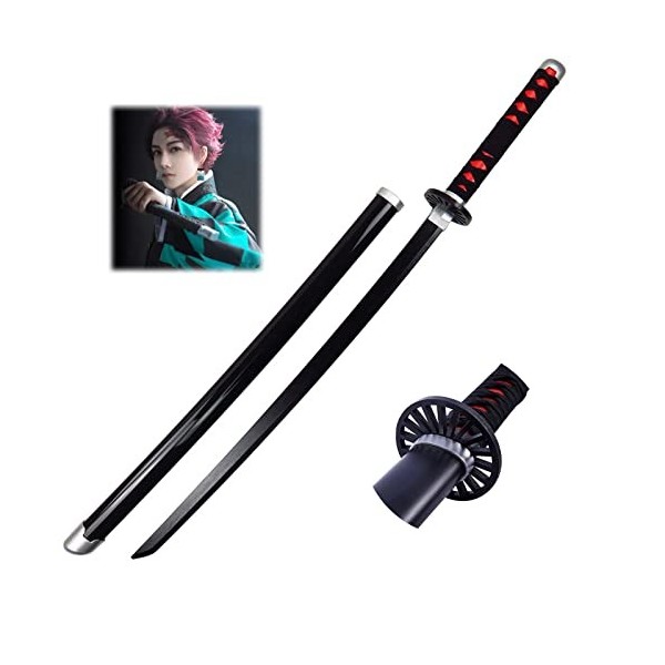 JRPT Slayer Sword Tanjiro Sword En Bois Samurai Sword Jouet Avec Porte-Couteau Et Ceinture Sword Katana Pour Les Accessoires 