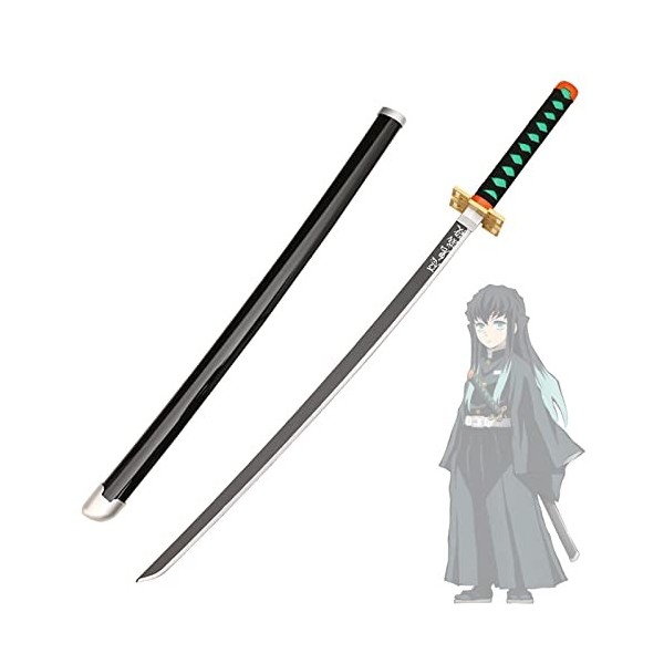 NIANXINN Lame de Tueur de Démons, Épée En Bois Cos, Accessoire DArme À Lame Katanas, Anime Cosplay, Samouraï En Bois Avec Ga