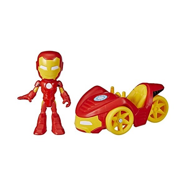 Marvel Hasbro Spidey and His Amazing Friends Figurine Iron Man et véhicule Iron Racer Jouet Iron Man pour Enfants à partir de