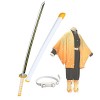 Vrseis Katana Demon Slayer Sabre en Bois ÉPéE de Samouraï Agatsuma Zenitsu Fans dAnime Cosplay Prop avec Blanc Ceinture pour