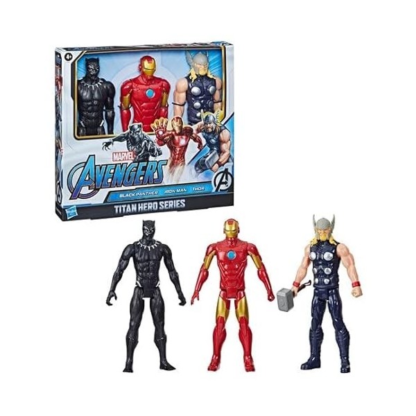 Marvel Avengers Série Titan Hero – Lot de figurines 7,6 x 30,5 cm – Black Panther | Ironman | Thor – MWT LTD