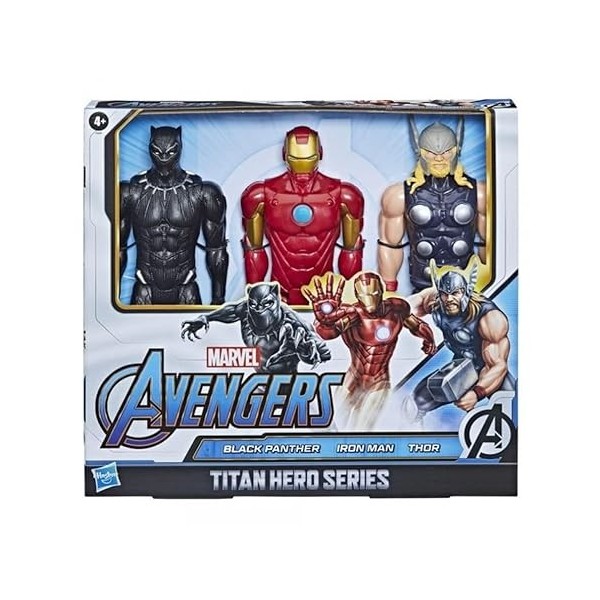 Marvel Avengers Série Titan Hero – Lot de figurines 7,6 x 30,5 cm – Black Panther | Ironman | Thor – MWT LTD