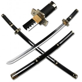 KingWey Épée de samouraï danime en Bois Faite à la Main,Accessoires de Cosplay danime dune Seule pièce,Roronoa Zoro Katana