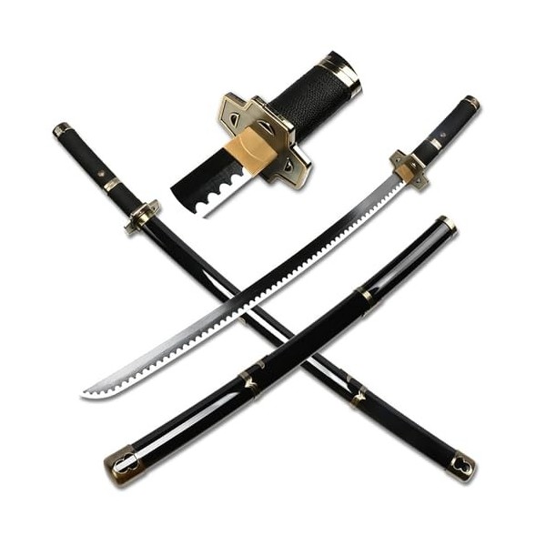 KingWey Épée de samouraï danime en Bois Faite à la Main,Accessoires de Cosplay danime dune Seule pièce,Roronoa Zoro Katana