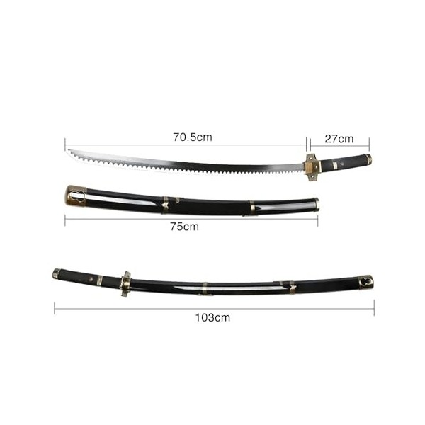 KingWey Épée de samouraï danime en Bois Faite à la Main,Accessoires de Cosplay danime dune Seule pièce,Roronoa Zoro Katana