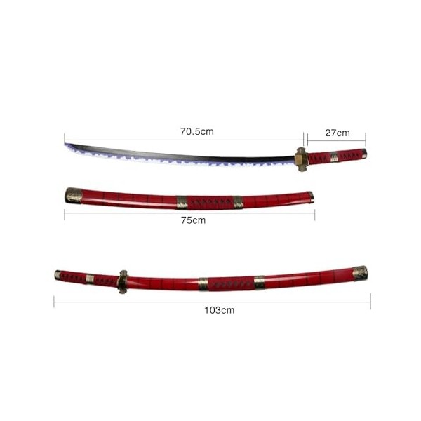 KingWey Roronoa Zoro Katana Une pièce,Lame en Bambou Faite à la Main,épée de samouraï en Bois de 103cm pour Accessoires de Co