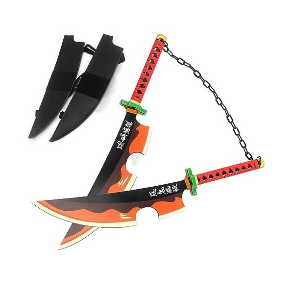 2 Pièces Ninja Katana Jouet, Anime Katana Demon Slayer Tengen Uzui Katana, Accessoire De Cosplay Katana en Bois pour Anime, N