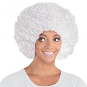 Perruque Afro Frisée Sports Spirit Team Colour - Blanc