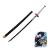 Lame De Tueur De Démons Bambou en Bois Cosplay Anime Épée Accessoire Modèle Darme,Jouet Darme Katana Japonais pour Les Fans