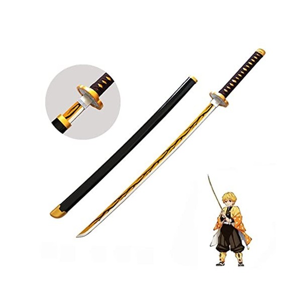 Lame De Tueur De Démons Bambou en Bois Cosplay Anime Épée Accessoire Modèle Darme,Jouet Darme Katana Japonais pour Les Fans