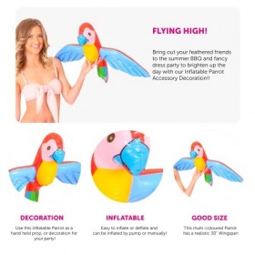 Lot de 24 perroquets gonflables ILOVEFANCYDRESS - Accessoires de fête tropicaux - Taille : envergure des ailes de 76 cm - De 
